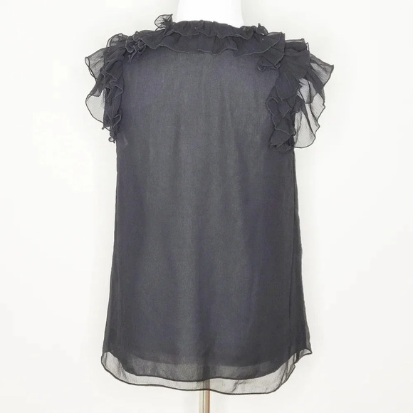Jason Wu Black Ruffle Silk Blouse 2 - Picture 3 of 11